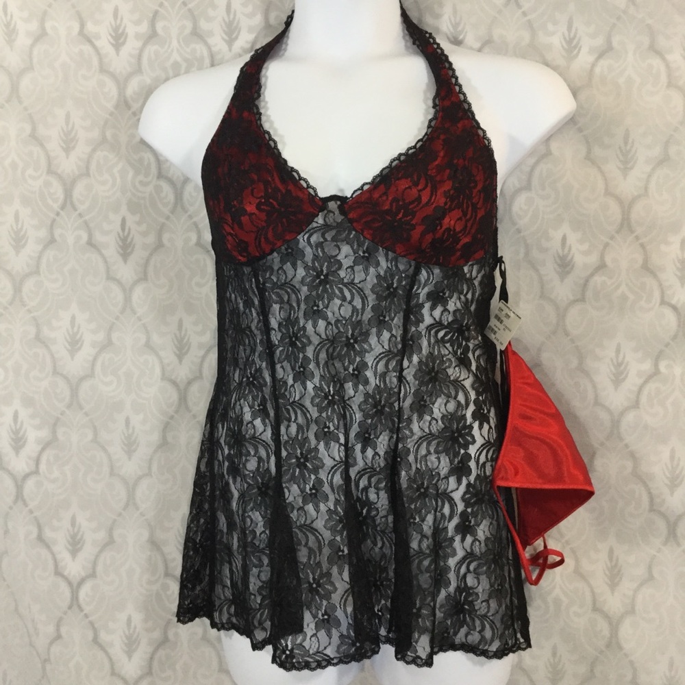 NWT Frederick's Halter Babydoll 2pc Set SZ XL